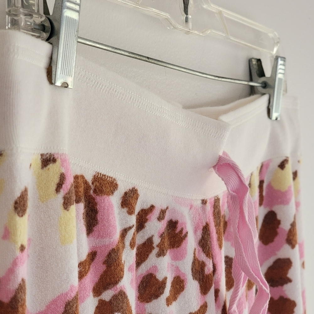 PJ Salvage Pink Leopard Print Bamboo Blend Terry Cloth Pants Beach Lounge Medium - Picture 4 of 12